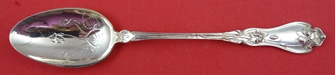 Iced Tea Spoon short handle w/ violets in bowl 6 1/4